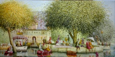 Pittura intitolato "Water park" da Remigijus Januskevicius, Opera d'arte originale, Olio