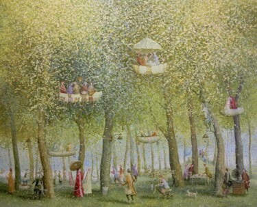 Painting titled "Park" by Remigijus Januskevicius, Original Artwork, Oil