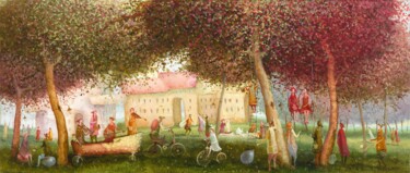Painting titled "in the garden" by Remigijus Januskevicius, Original Artwork, Oil