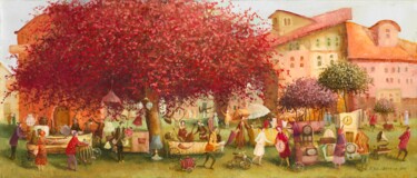 Painting titled "Market" by Remigijus Januskevicius, Original Artwork, Oil