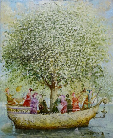 Pittura intitolato "Tree holiday" da Remigijus Januskevicius, Opera d'arte originale, Olio