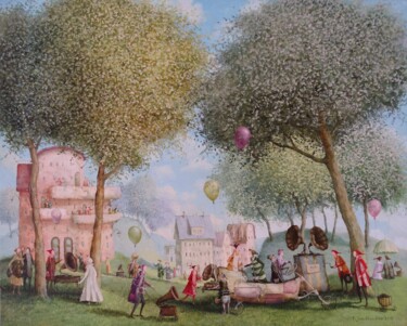 Malerei mit dem Titel "Music lovers" von Remigijus Januskevicius, Original-Kunstwerk, Öl