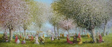 Peinture intitulée "In the blooming gar…" par Remigijus Januskevicius, Œuvre d'art originale, Huile