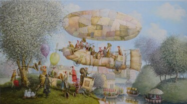 Painting titled "Musical flight" by Remigijus Januskevicius, Original Artwork, Oil