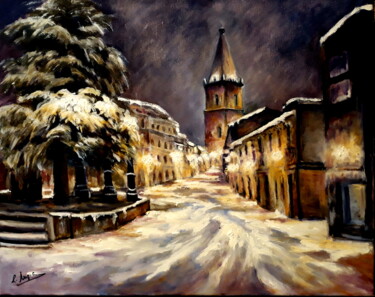 Картина под названием "Nieve en la  La Rod…" - Remigio Megías García, Подлинное произведение искусства, Масло