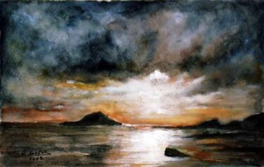 Pintura titulada "Puesta de sol" por Remigio Megías García, Obra de arte original