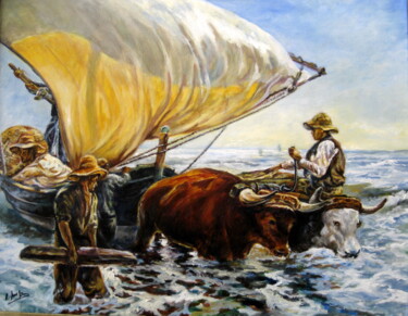 Pintura titulada "Vuelta de la pesca" por Remigio Megías García, Obra de arte original, Oleo