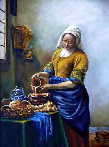 Pintura titulada "La lechera. Copia d…" por Remigio Megías García, Obra de arte original, Oleo