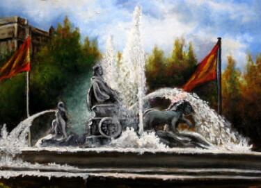 Malerei mit dem Titel "La Cibeles. Madrid" von Remigio Megías García, Original-Kunstwerk, Öl