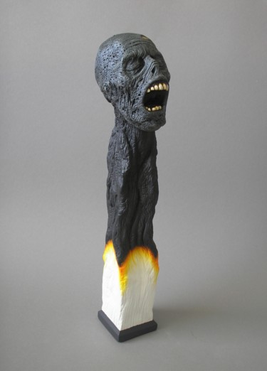 Skulptur mit dem Titel "Fire Death" von Remigius Sebastian Sappa, Original-Kunstwerk, Gips