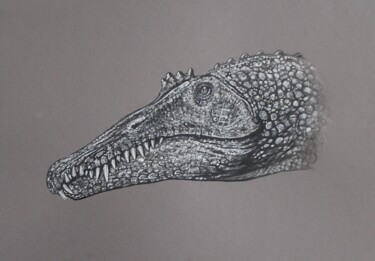 Malerei mit dem Titel "Spinosaurus aegypti…" von Remigius Sebastian Sappa, Original-Kunstwerk, Conté-Buntstifte
