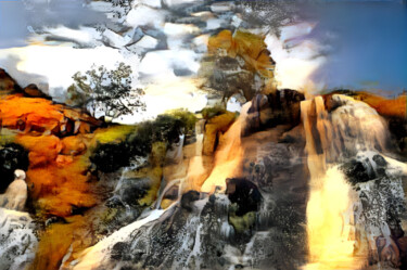 Digital Arts titled "Waterfall" by Remond Reichwein, Original Artwork, Digital Painting