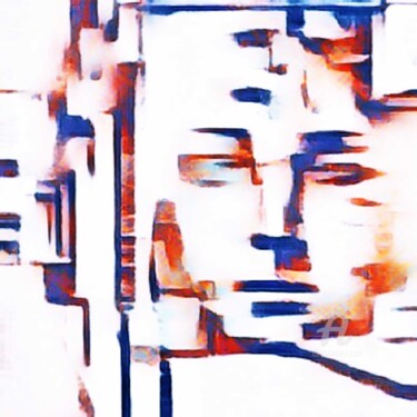 Digitale Kunst mit dem Titel "vierkant hoofd" von Remond Reichwein, Original-Kunstwerk, Digitale Malerei