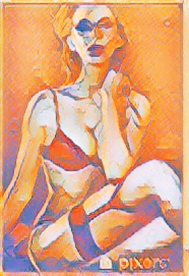 Digital Arts titled "red lady" by Remond Reichwein, Original Artwork, Digital Painting