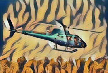 Arte digital titulada "helicopter in vlamm…" por Remond Reichwein, Obra de arte original, Pintura Digital