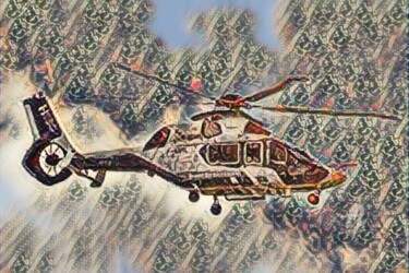 Цифровое искусство под названием "helicopter in de wo…" - Remond Reichwein, Подлинное произведение искусства, Цифровая живоп…