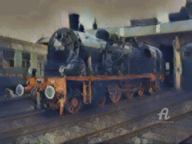 Artes digitais intitulada "stoom locomotief" por Remond Reichwein, Obras de arte originais, Pintura digital