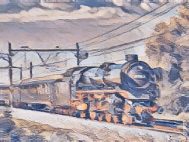 Digitale Kunst mit dem Titel "stoom trein" von Remond Reichwein, Original-Kunstwerk, Digitale Malerei