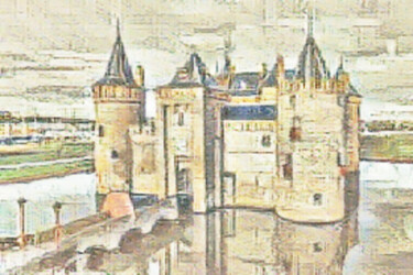 Grafika cyfrowa / sztuka generowana cyfrowo zatytułowany „kasteel aan water” autorstwa Remond Reichwein, Oryginalna praca, M…