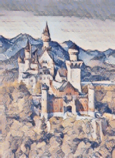 Arte digital titulada "berg kasteel" por Remond Reichwein, Obra de arte original, Pintura Digital