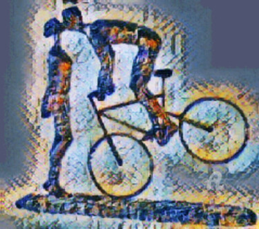 Digital Arts titled "mensen op de fiets" by Remond Reichwein, Original Artwork, Digital Painting