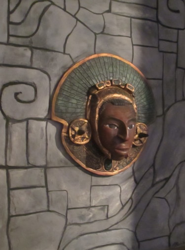 Sculpture intitulée "Masque maya" par Rem'S, Œuvre d'art originale