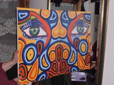 Malerei mit dem Titel "Eyes whitout a face" von Remus Besca, Original-Kunstwerk