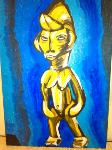 Malerei mit dem Titel "Gelbe schwarze Frau…" von Remus Besca, Original-Kunstwerk