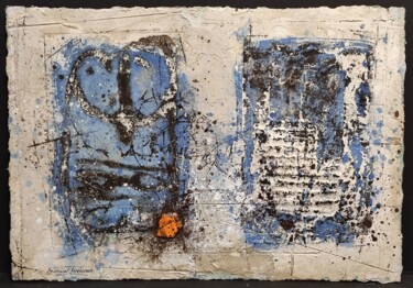 Prenten & gravures getiteld "Pétroglyphes" door Bernard Rémusat, Origineel Kunstwerk, pigmenten Gemonteerd op Karton