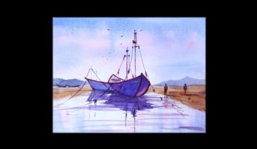 Peinture intitulée "Entre deux pêches" par Rémy Becard, Œuvre d'art originale