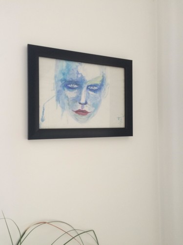 Painting titled "Human blue's" by Remy Bolet, Original Artwork, Watercolor