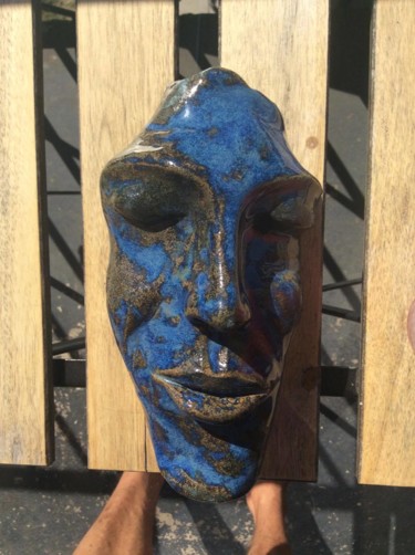 Sculpture intitulée "masque dieu de la m…" par Remy Bolet, Œuvre d'art originale, Céramique