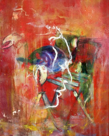Картина под названием "Rouge interprèté et…" - Rémy Nicolas Graphite, Подлинное произведение искусства