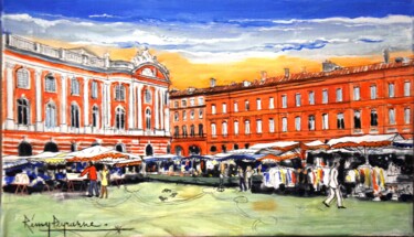 Peinture intitulée "place du Capitole" par Remy Peyranne, Œuvre d'art originale