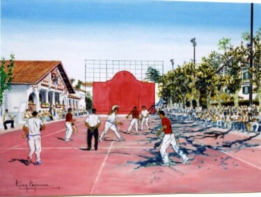 Painting titled "Fronton  de Guethary" by Remy Peyranne, Original Artwork