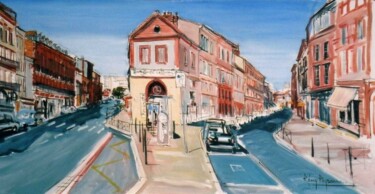 Malerei mit dem Titel "Quartier St Cyprien" von Remy Peyranne, Original-Kunstwerk, Öl