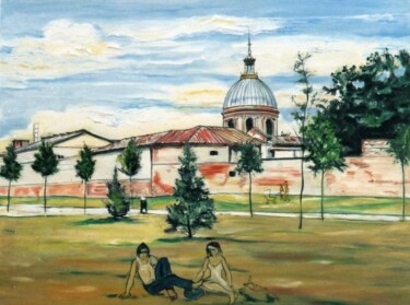 Painting titled "Jardin des Abattoirs" by Remy Peyranne, Original Artwork