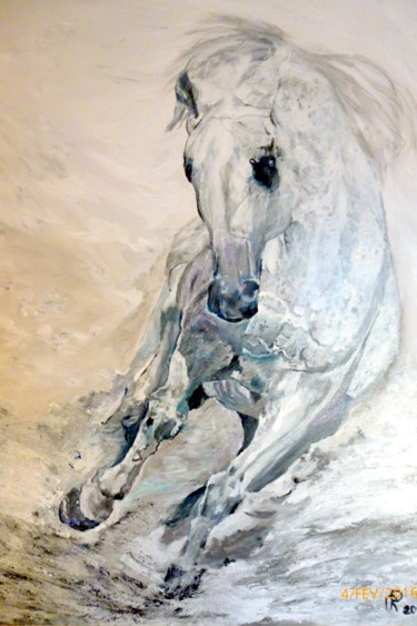Malarstwo zatytułowany „cheval-blanc.jpg” autorstwa Rémy Poirier, Oryginalna praca, Akryl