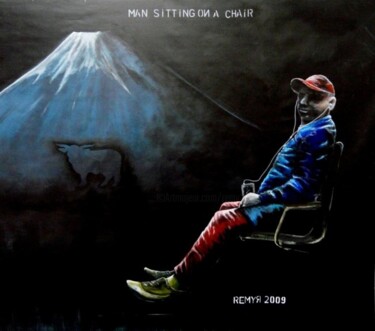 Schilderij getiteld "Man sitting on a ch…" door Remy Rault, Origineel Kunstwerk