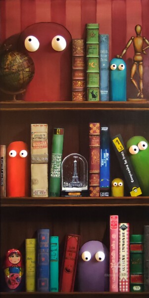 Peinture intitulée "Bibliotruc" par Remy Tuybens, Œuvre d'art originale, Acrylique