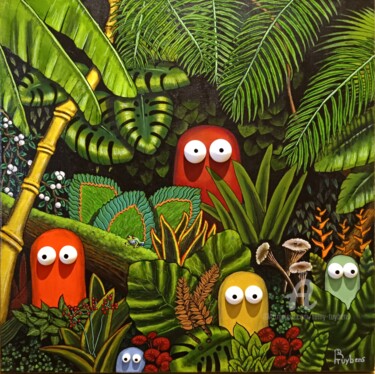 Pintura intitulada "La p'tite jungle de…" por Remy Tuybens, Obras de arte originais, Acrílico