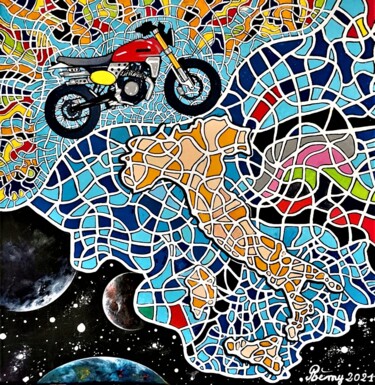 Painting titled "EICMA2021" by Remy Rault, Original Artwork, Acrylic