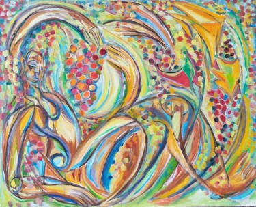 Peinture intitulée "Déesse des vignes" par Remy Rasse, Œuvre d'art originale, Huile Monté sur Châssis en bois