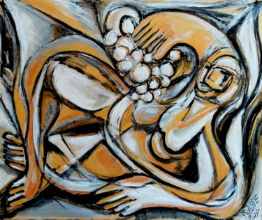 Peinture intitulée "Odalisque monochrome" par Remy Rasse, Œuvre d'art originale, Huile