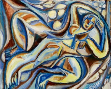 Peinture intitulée "Odalisque Blue" par Remy Rasse, Œuvre d'art originale, Huile