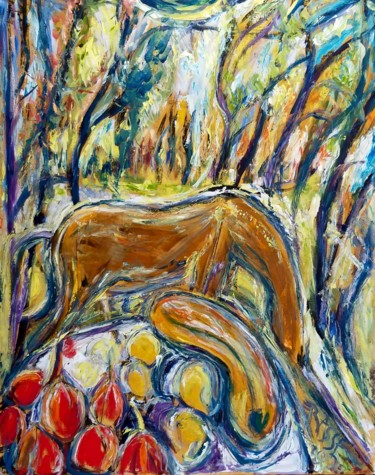 Painting titled "chevaux - nature mo…" by Remy Rasse, Original Artwork, Oil