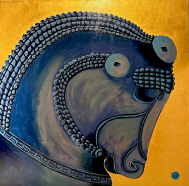 Malerei mit dem Titel "Blue Colossal" von Rena Abramoff, Original-Kunstwerk, Acryl
