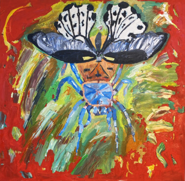 Peinture intitulée "Butterfly & Tarantu…" par Renard Philippe, Œuvre d'art originale, Huile Monté sur Châssis en bois