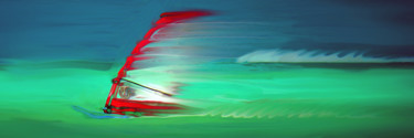 Digital Arts titled "Windspeed" by Yvan Flame, Original Artwork, Digital Painting Mounted on Wood Stretcher frame