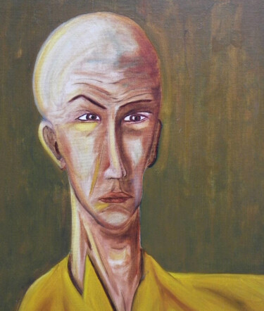 Ζωγραφική με τίτλο "Homme 2" από Yvan Flame, Αυθεντικά έργα τέχνης, Λάδι Τοποθετήθηκε στο Ξύλινο φορείο σκελετό